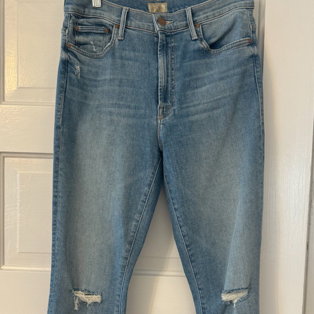 MOTHER The Insider Crop Step Fray, Size 30, light wash denim